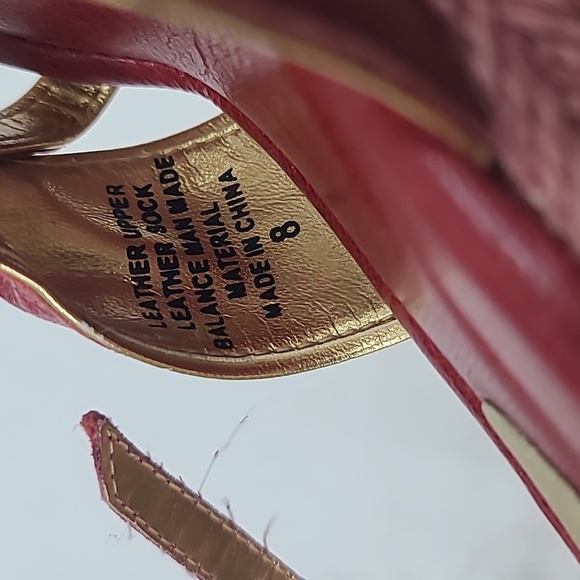 Na Na boho 70s style braided wedge sandal heels size 8 red leather straps - Picture 10 of 10